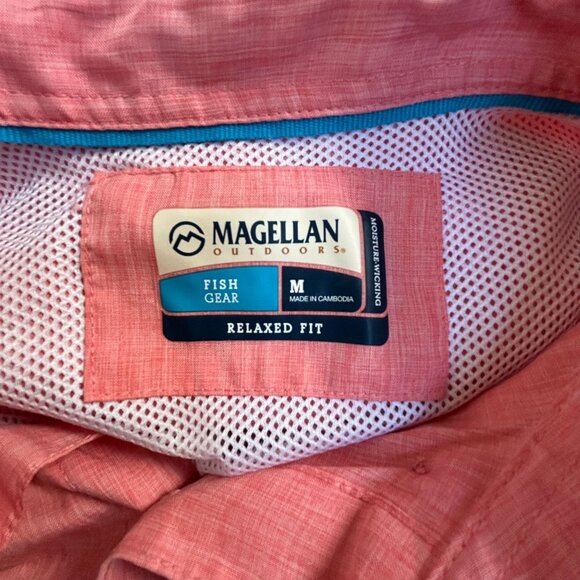 Magellan Outdoors Mens Pink Short Sleeve Fishing Shirt Medium Relaxed Mesh NWOT - Picture 3 of 8